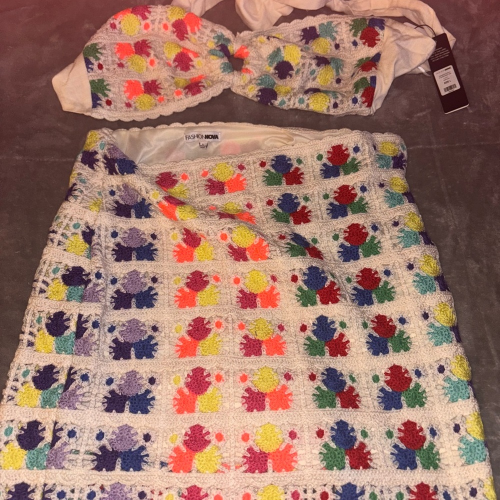 Fashion Nova Colorful 2 piece Set NWT